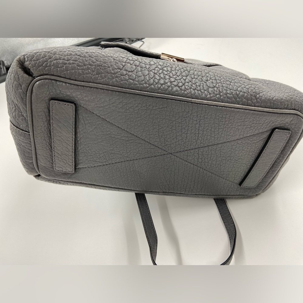Milly Wythe Grey Leather Crossbody Satchel Purse Silver Tone Hardware - Picture 6 of 15